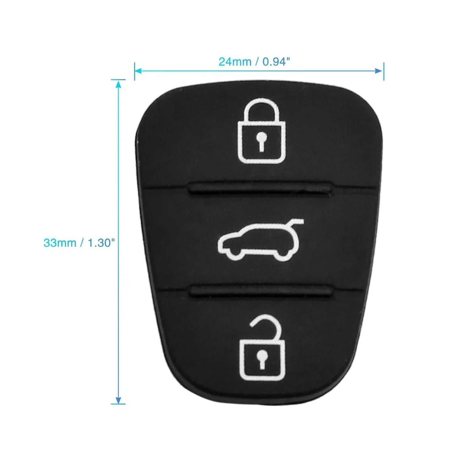 Hyundai 3 Button Key Fob Shell Case Rubber for Replacement ()