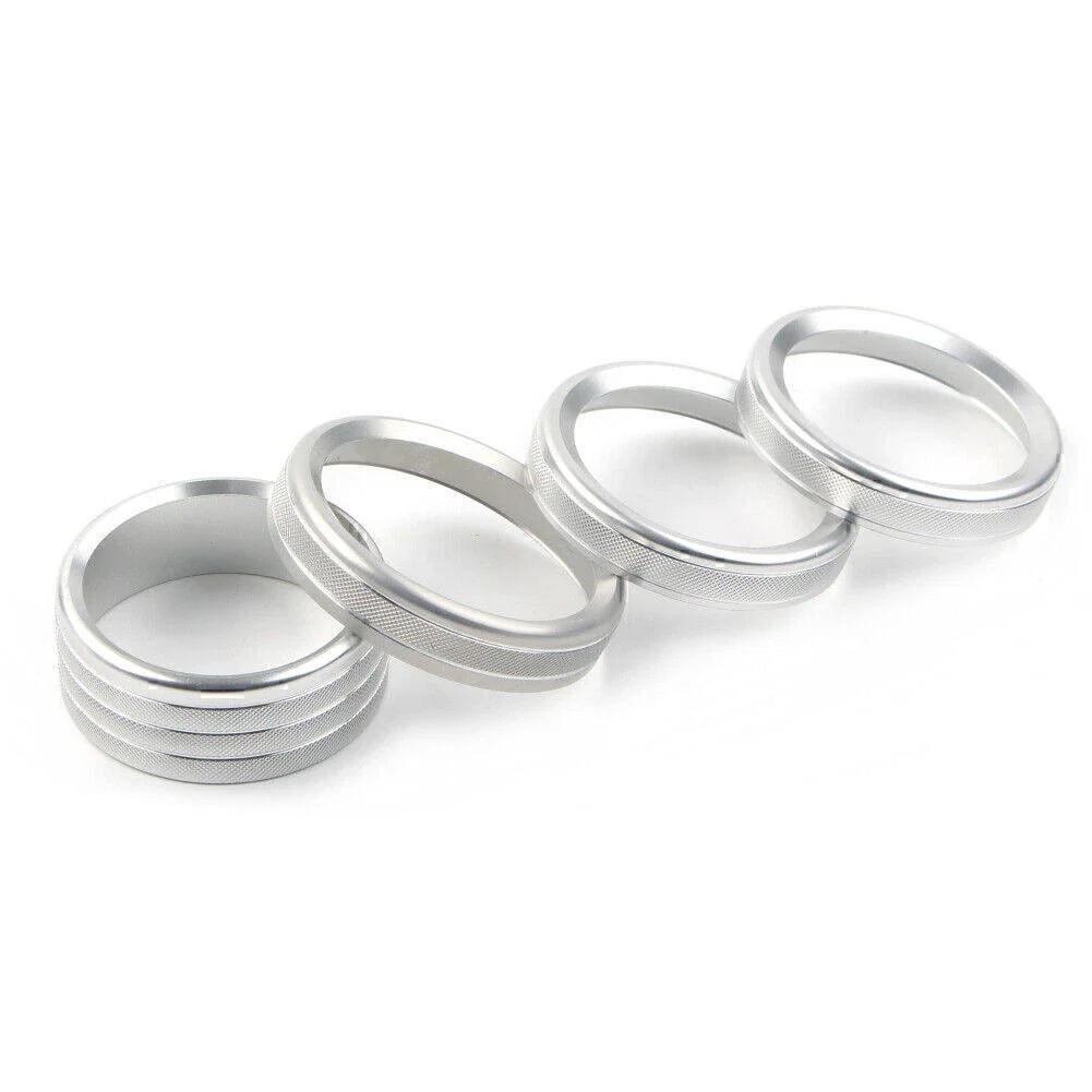 4 x Silver Air Conditioner Knob Ring Covers for Jeep Wrangler JL (2018-2020)