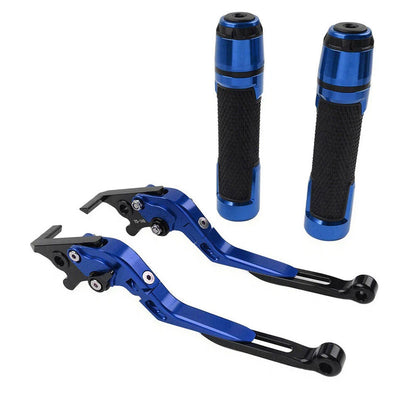 Blue Extendable Brake Clutch Levers & Handlebar Grips for Suzuki DL1000 (2002-2023)