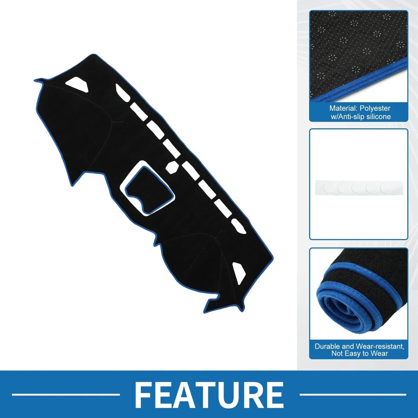 Dashboard Cover Mat for Hyundai Santa Fe Sport (2013-2018) Black Blue