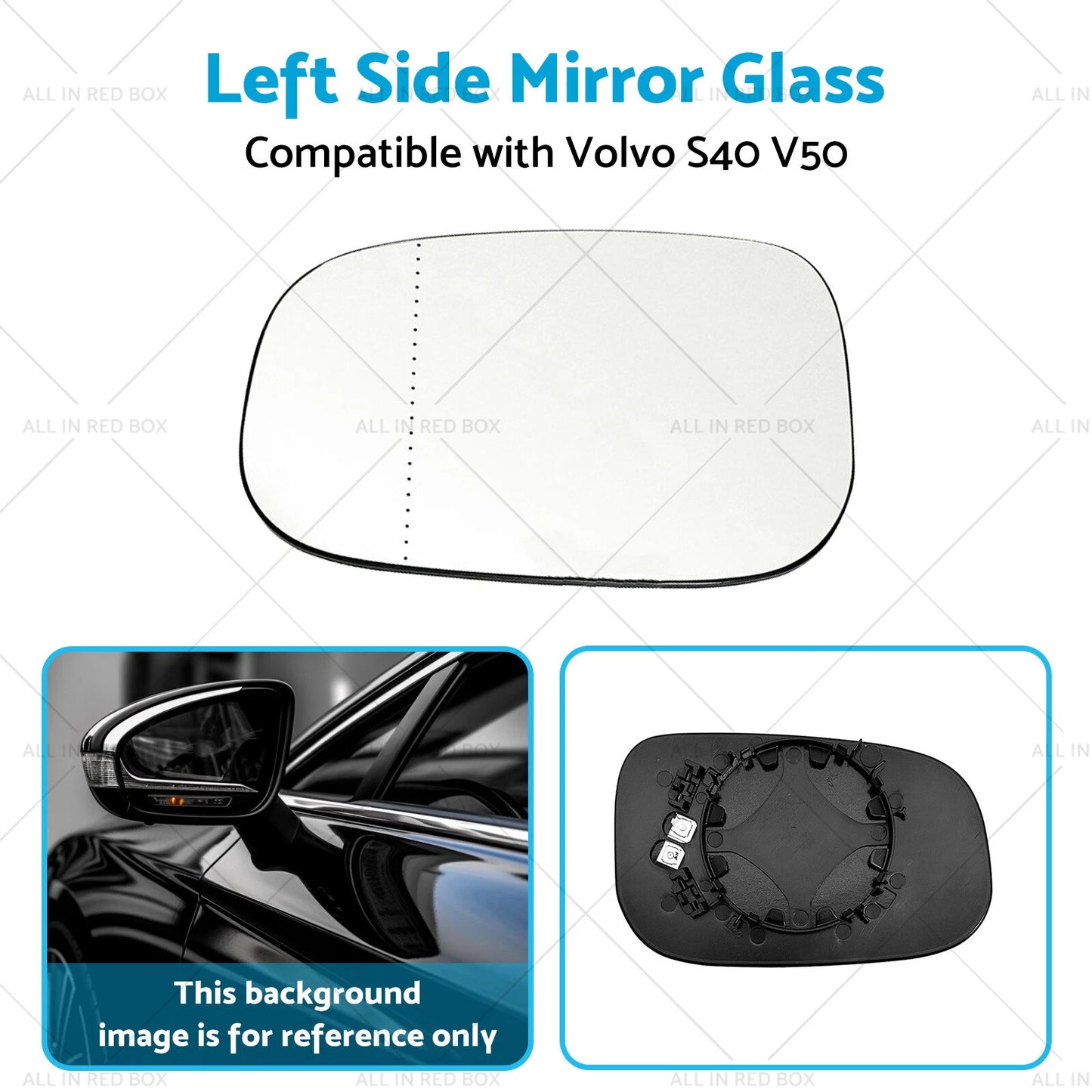 Left Side Mirror Glass for Volvo S40, V50 T5 (2004-2012)