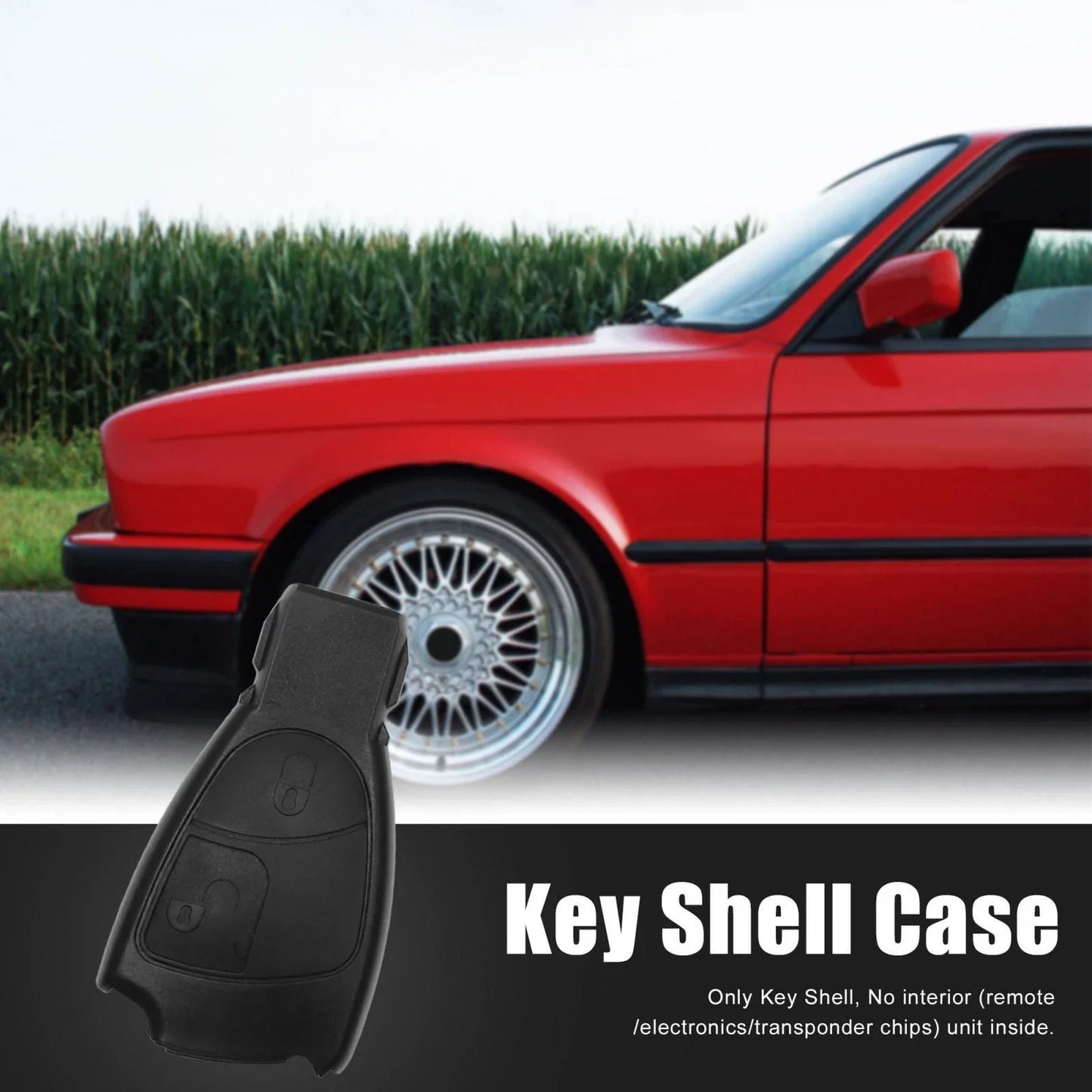 Key Fob Shell Case for Mercedes Benz C E B S Class 2 Button Black