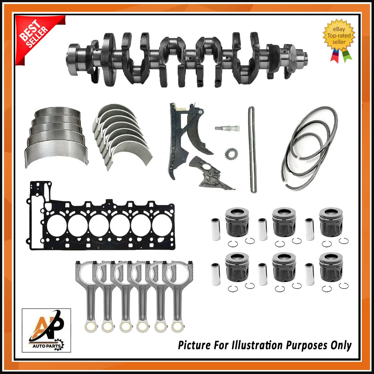 Crankshaft Engine Rebuild Kit Replacement for BMW 135i X6 Z4 3.0 N54 (2011–2016)
