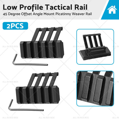 Low Profile Tactical 45° Offset Angle Mount for Picatinny Weaver Rail