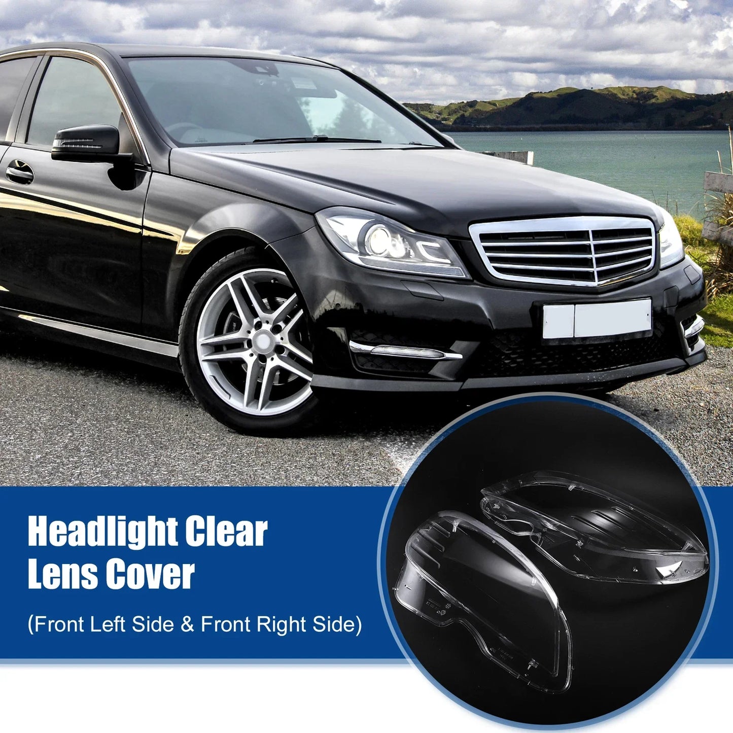 Headlight Clear Lens Cover for Mercedes Benz C-Class W204 (2007-2014)