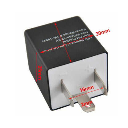 3 Pin Adjustable LED Indicator Relay for Car & Bike Turn Signal Light BLK