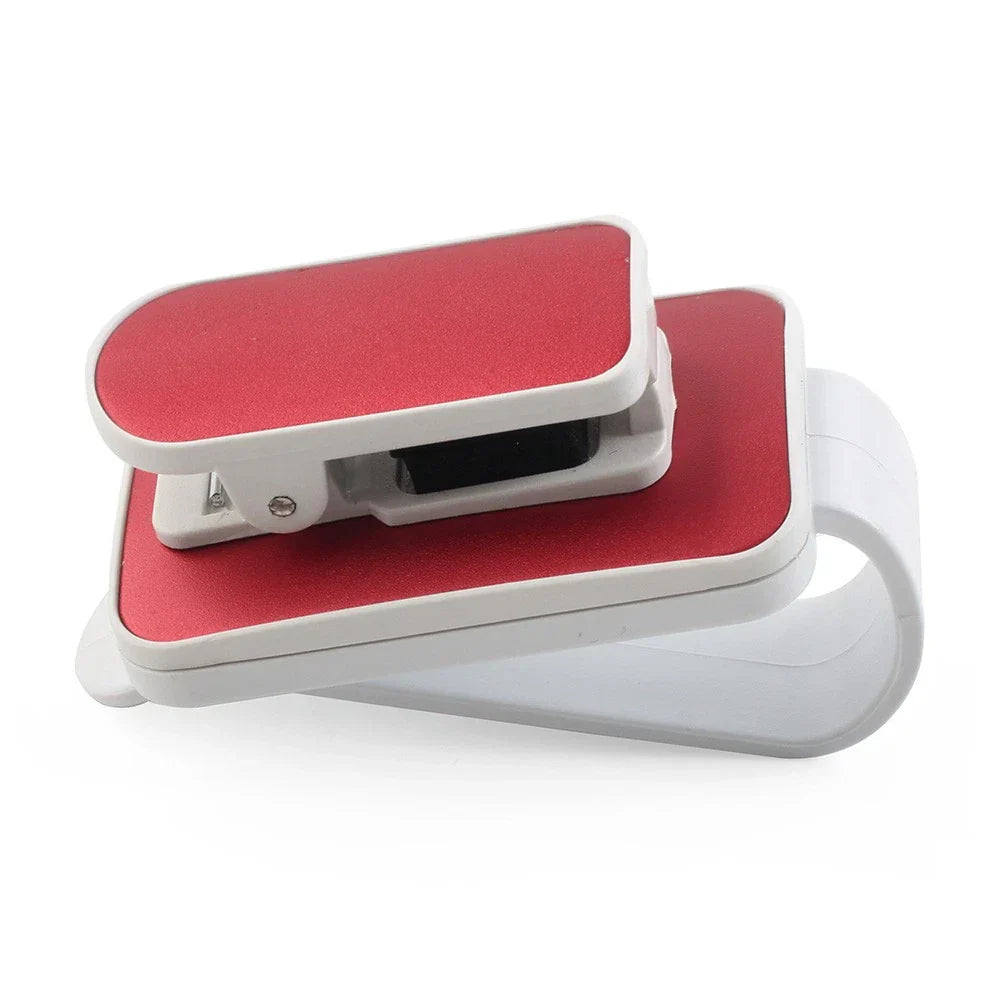 Sun Visor Clip Holder for Car - Fits Glasses, Sunglasses, Cards - White/Red