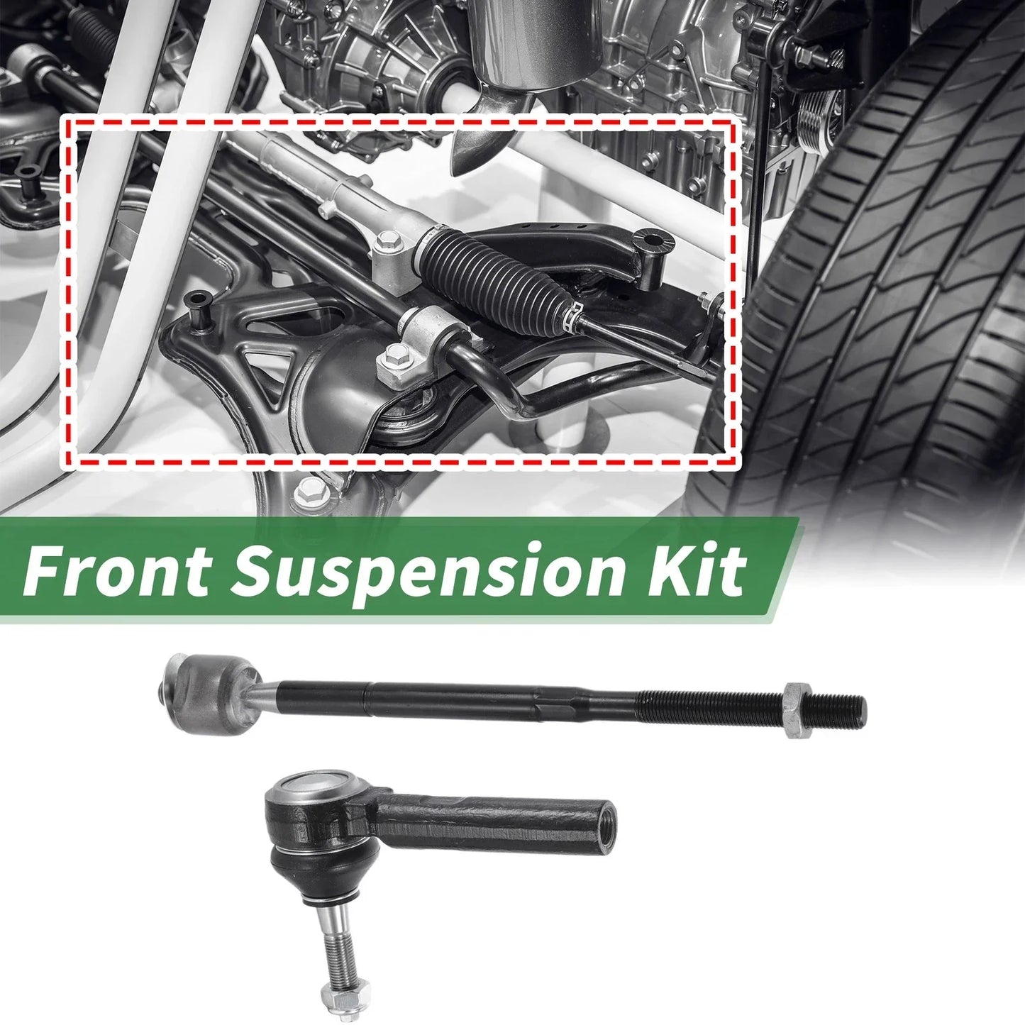6pcs Front Suspension Kit Tie Rod Ends & Sway Bar Links for Dodge Journey