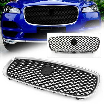 Front Bumper Upper Grille Radiator Grill for Jaguar XE (2015-2018) Black/Silver