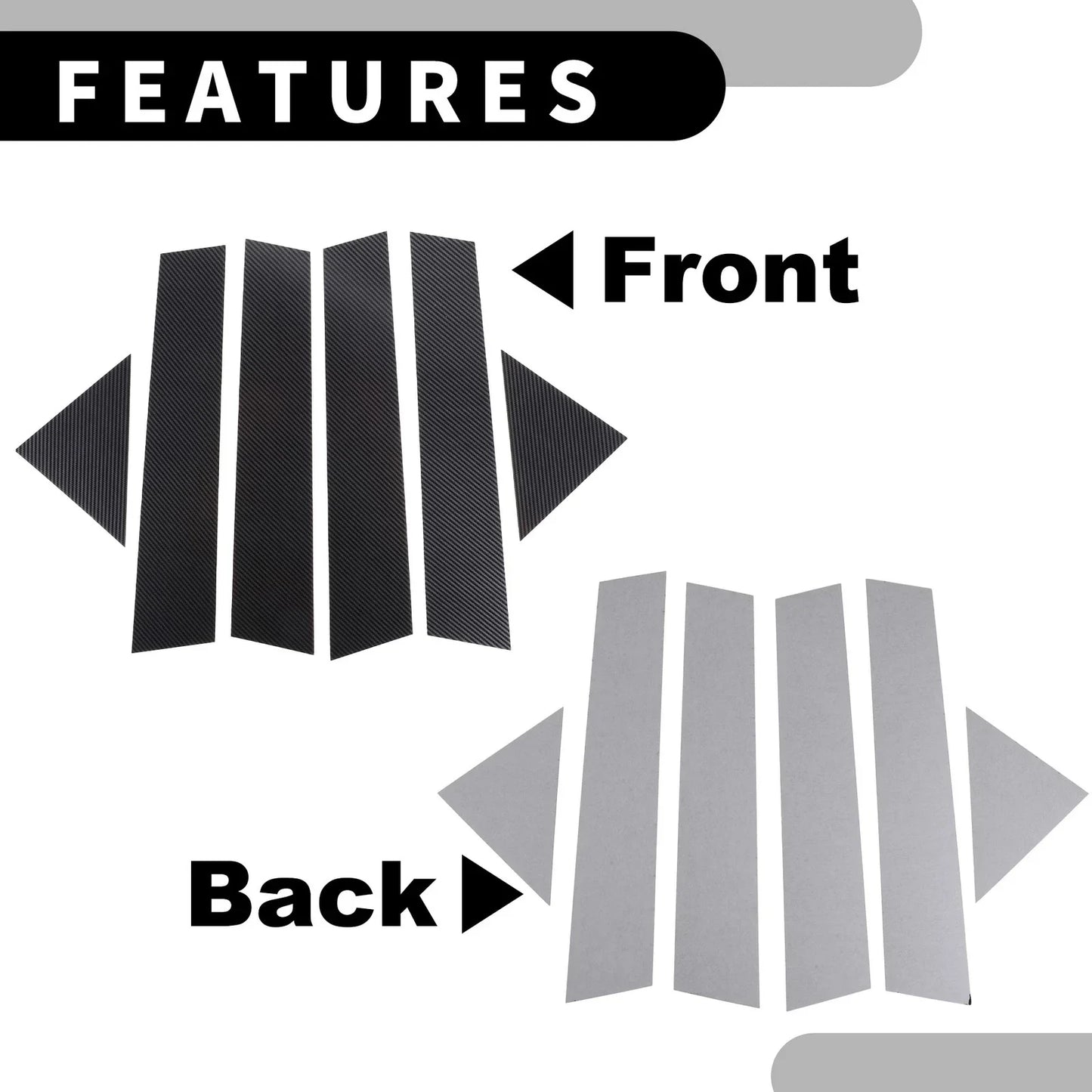 6pcs Car Pillar Window Trim Covers for Dodge Magnum (2005-2008) Black Carbon Fiber