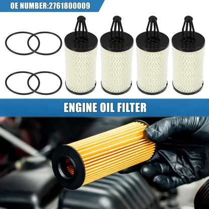 4 Pcs Engine Oil Filter with O Ring for Mercedes C300 (2015-2021)
