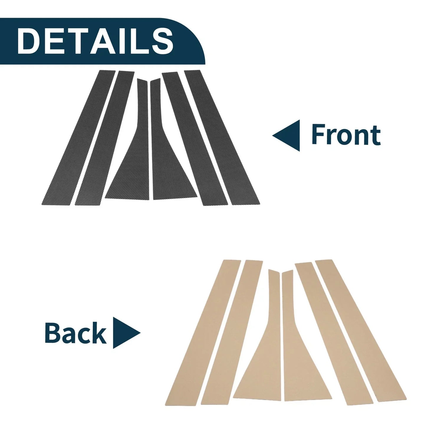 6 Pcs Door Pillar Window Trim for Honda Fit (2007-2008) Carbon Fiber Pattern