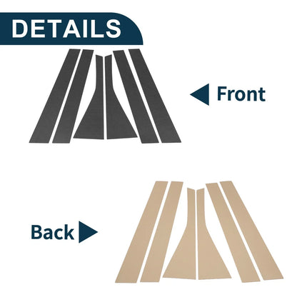 6 Pcs Door Pillar Window Trim for Honda Fit (2007-2008) Carbon Fiber Pattern