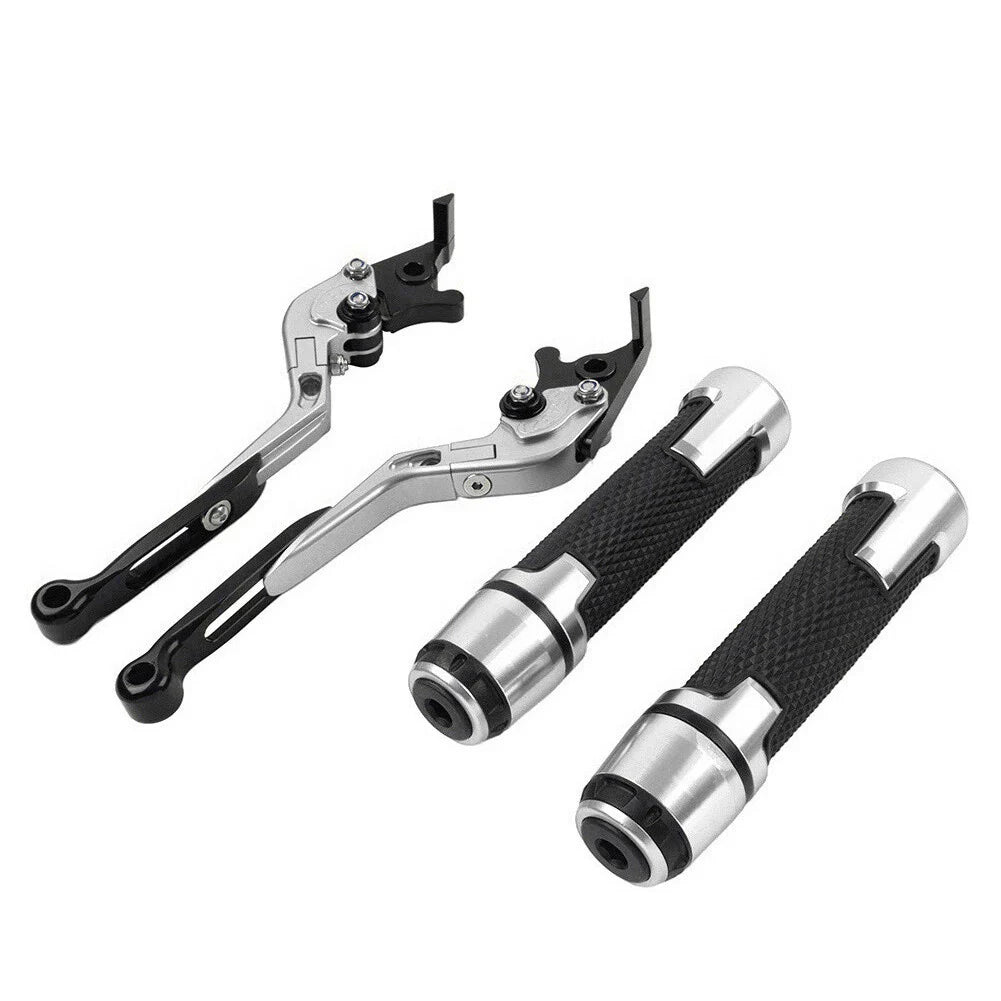 Silver Extendable Brake Clutch Levers & Handlebar Grips for Suzuki GSXR750