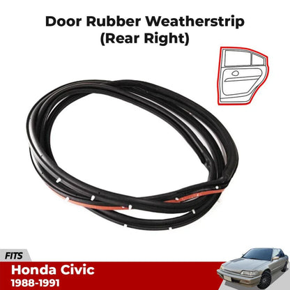 Door Rubber Weatherstrip Rear RH Fits Honda Civic DX LX EX Sedan 4D 1988-91 D06