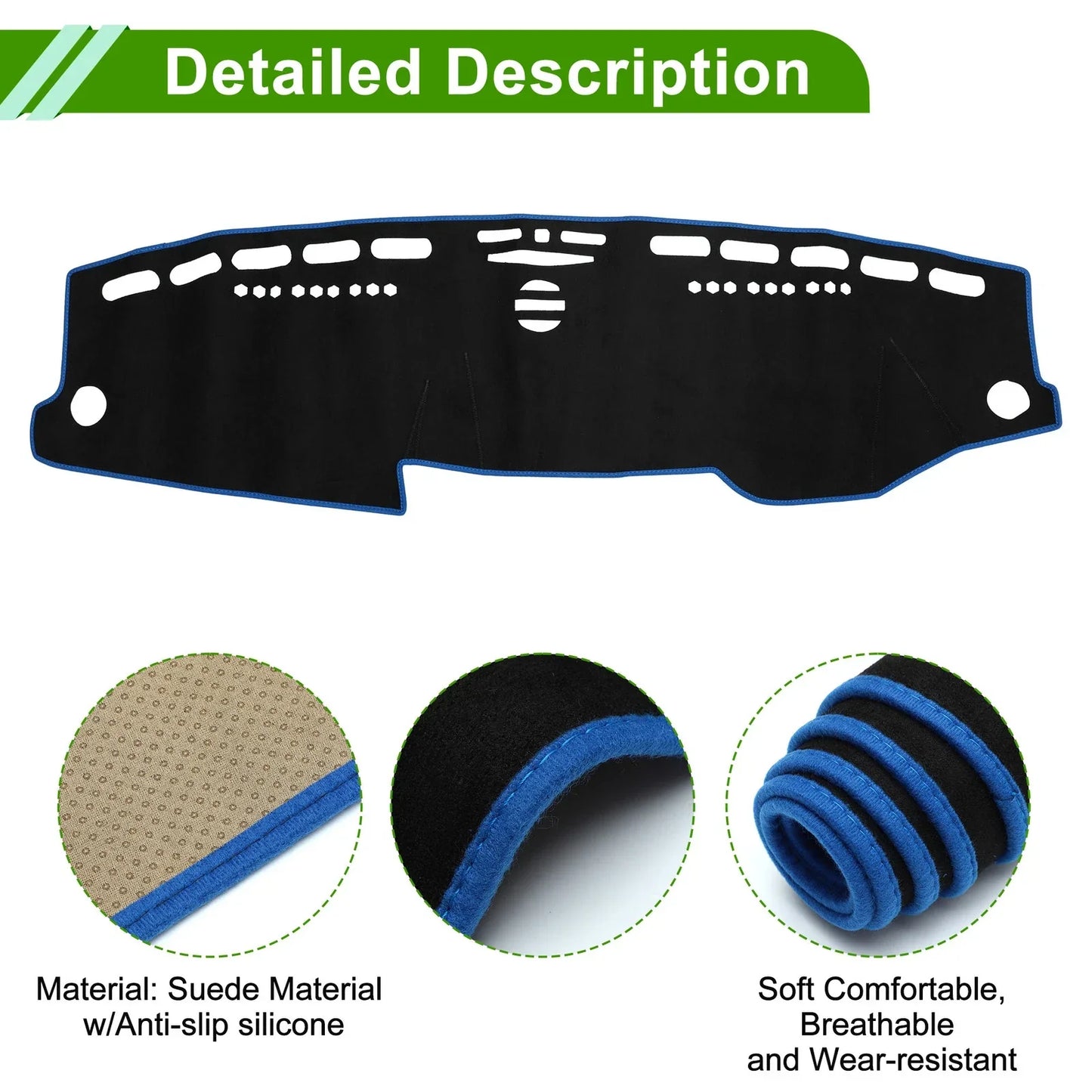 Dashboard Cover Mat for Mercedes E-Class 2010 (2010) - Sun Protector Pad Black Blue