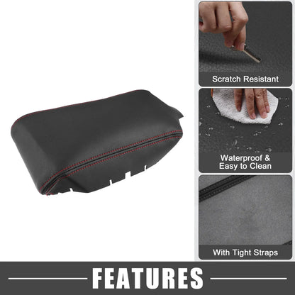 Black Armrest Protector Cover Pad with Red Stitches for Honda Civic (2016-2021)