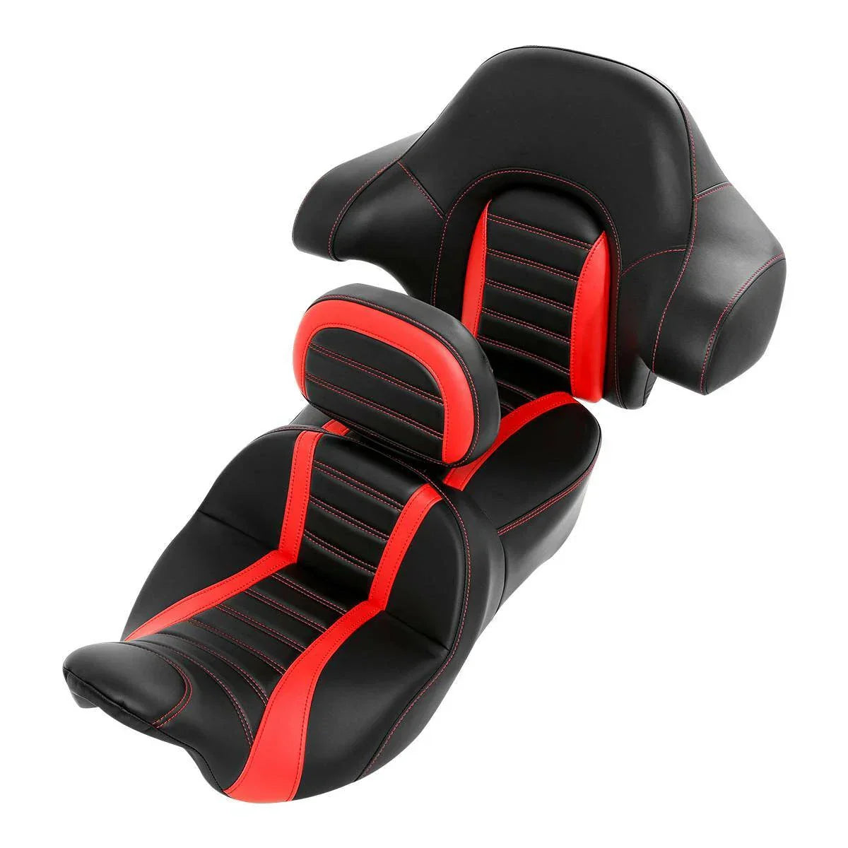 Black Red Driver Passenger Seat Backrest for Harley Street Glide (2014-2023)