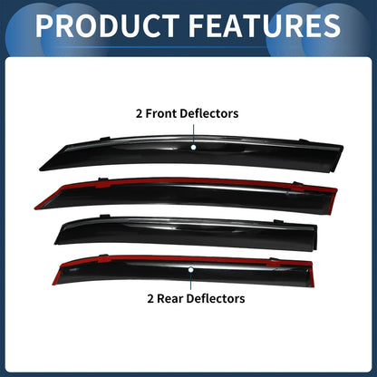 Window Deflectors for Honda Fit 2021 Side Window Vent Visors Tape-On Black 1 Set