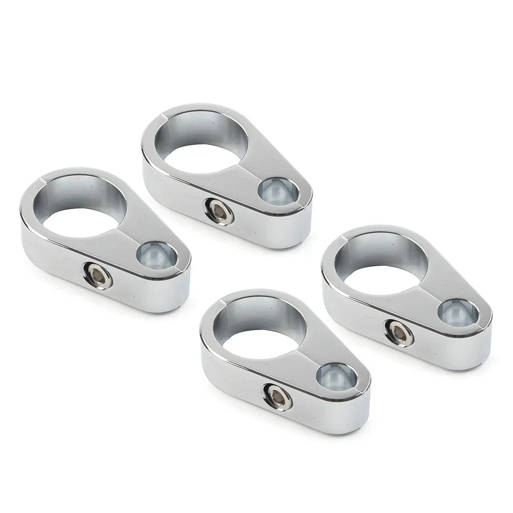 4X Chrome Brake Clutch Cable Wire Clamp Clip for Harley 1" Handlebar