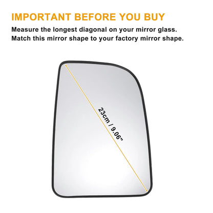 Right Upper White Mirror Glass w/ Back Heated for Mercedes Sprinter (2018-2023)
