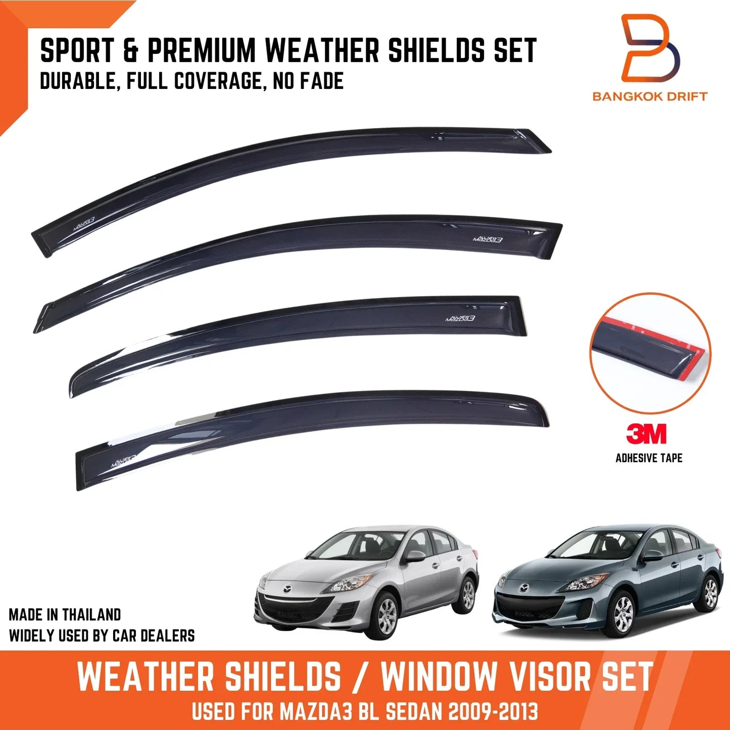 Weather Shield Window Visor Guard for Mazda 3 Sedan (2009-2013)