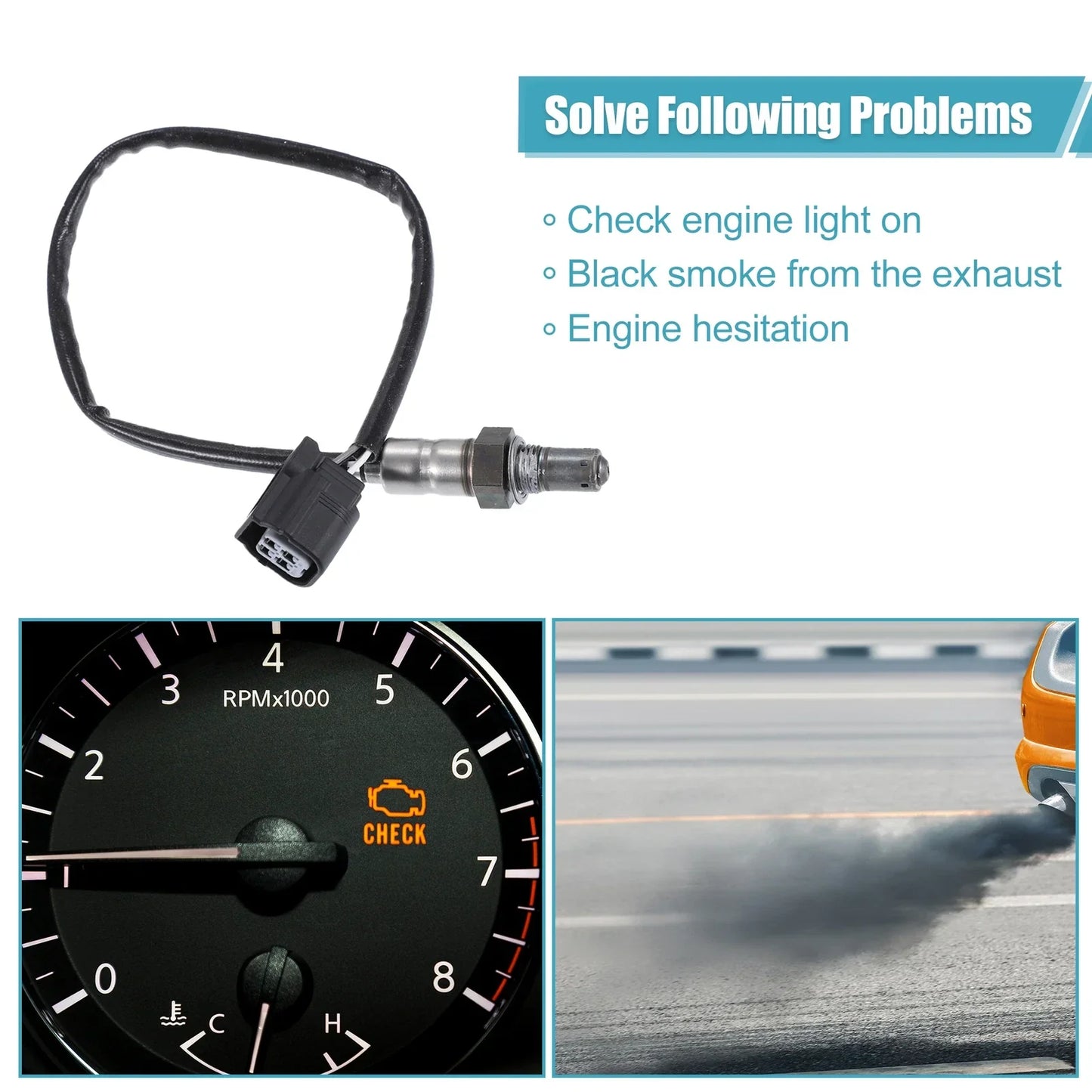 Oxygen Sensor for Honda TRX 420 (2007-2014) - Metal Rubber Black Silver Tone
