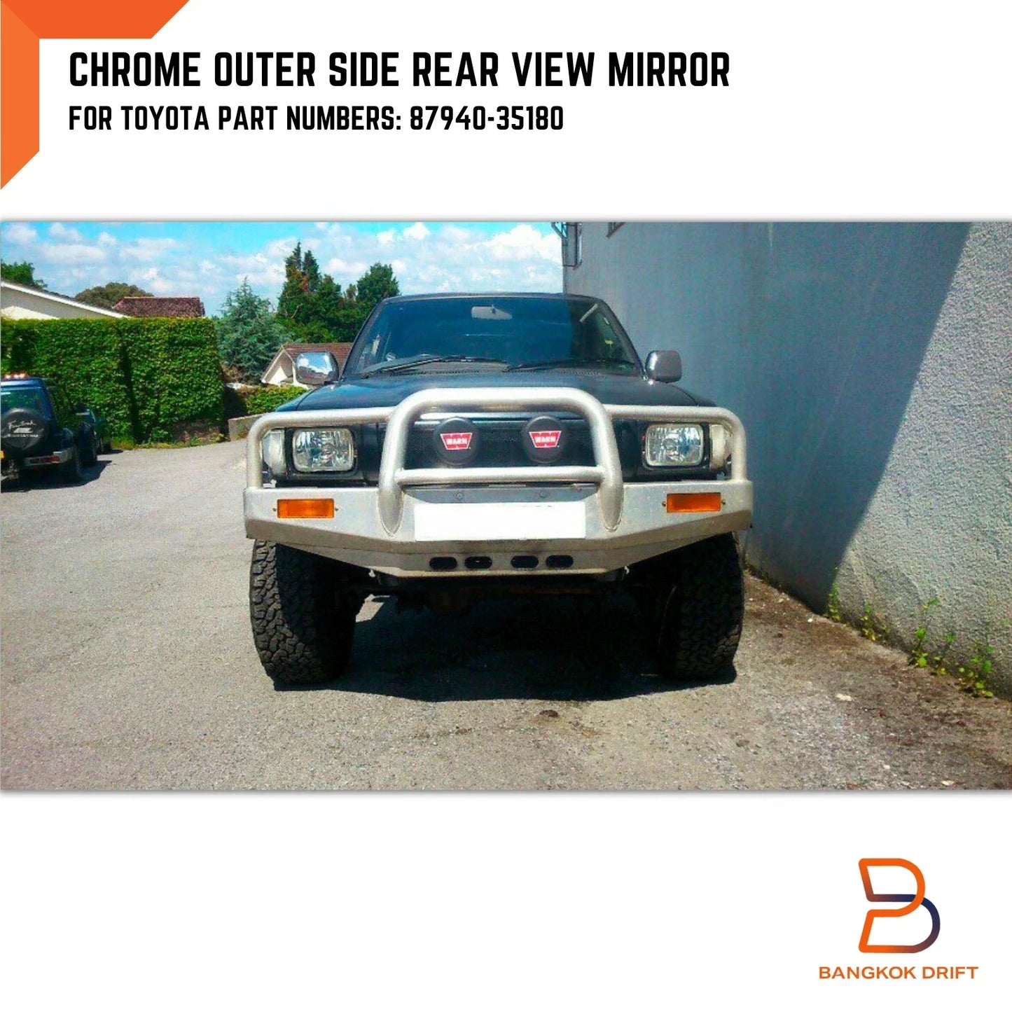 LH Chrome Wing Side Mirror for Toyota Hilux Ute 88-96
