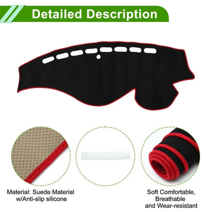 Dashboard Cover Mat for Honda Odyssey 2009-2014 Sun Protector Pad Black Red