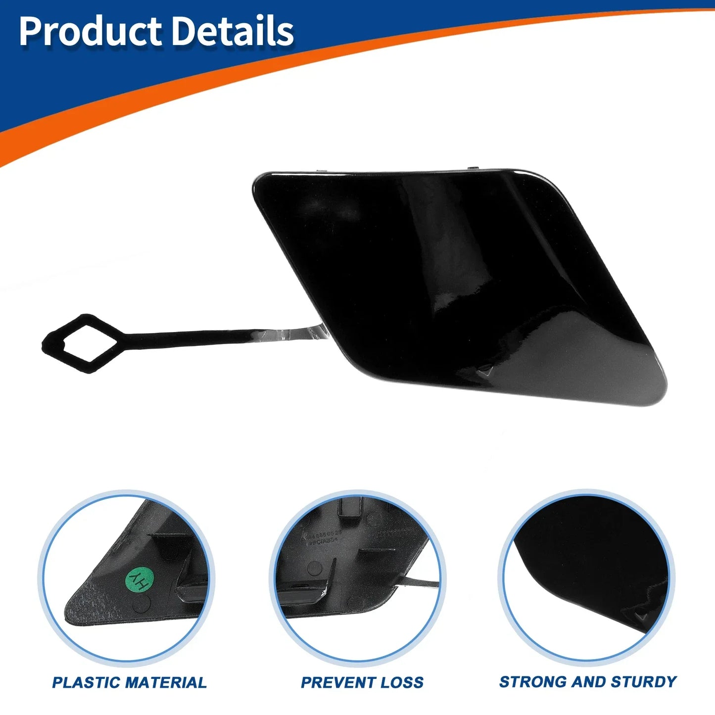 Front Bumper Tow Hook Cap for Mercedes-Benz C250 C350 (2012-2015) Black