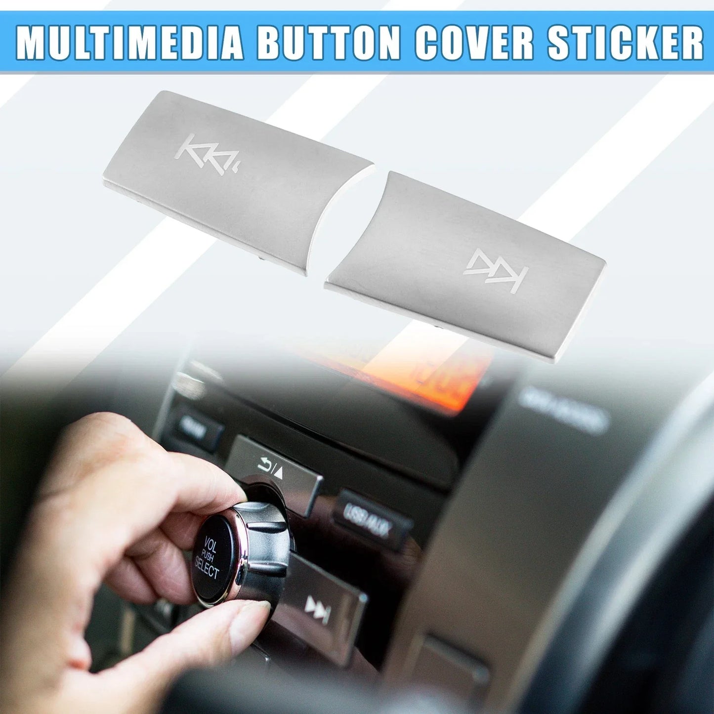 Multimedia Radio Button Cover Sticker for Mercedes-Benz  - 2 x ABS Silver Tone
