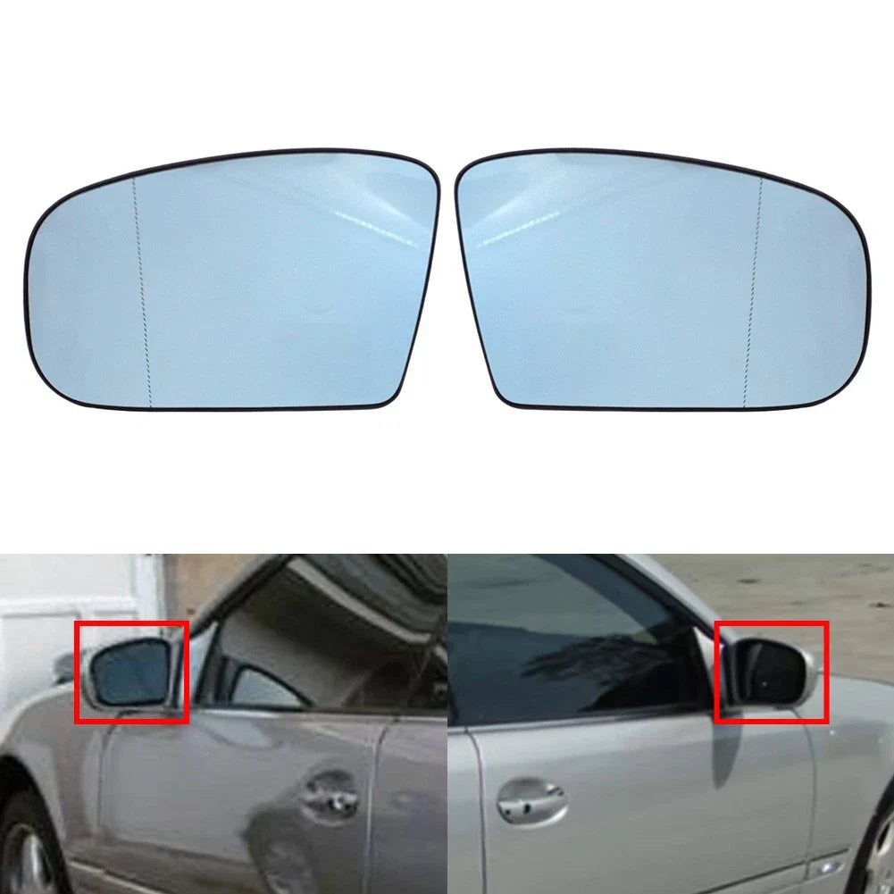 Blue Heated Side Mirror Glass with Plate for Mercedes CL500 (2000-2003)