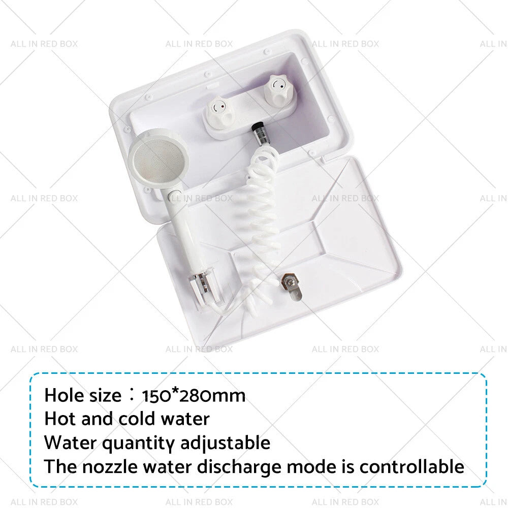 External RV Caravan Shower Box Faucet for Camper Trailer Boat White