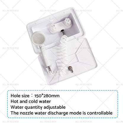 External RV Caravan Shower Box Faucet for Camper Trailer Boat White