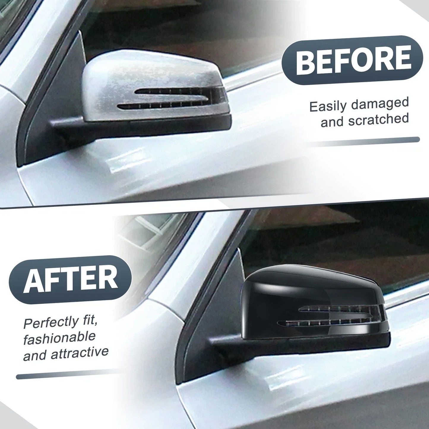 Rearview Mirror Cover Cap Gloss Black for Mercedes-Benz W176 W204 W212 W211