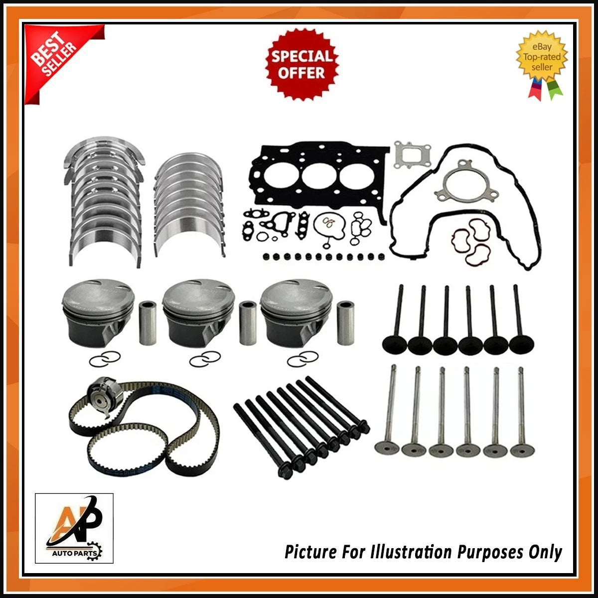 Complete Engine Rebuild Kit Replacement for Honda Civic X 1.0 VTEC (2016–2019)