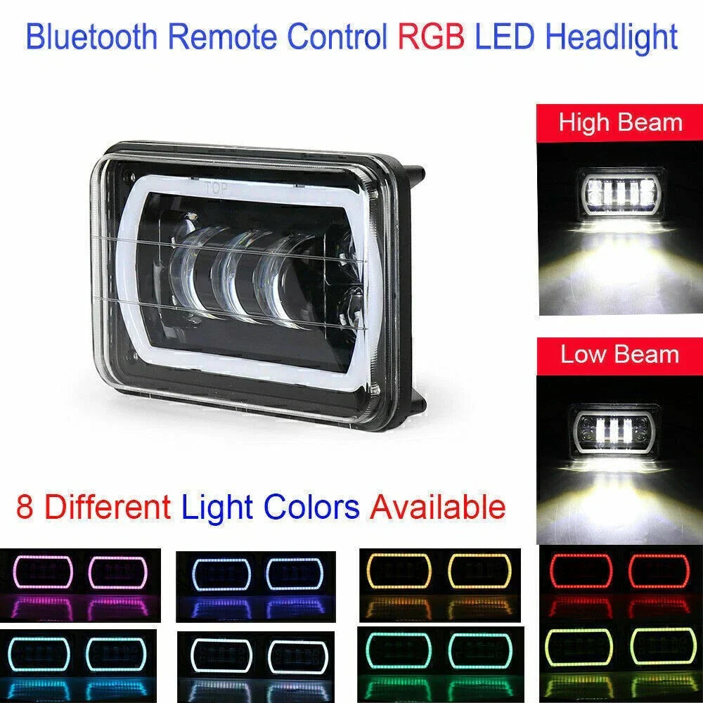 4x6" H4 RGB Headlights for Ford Chevrolet Silverado