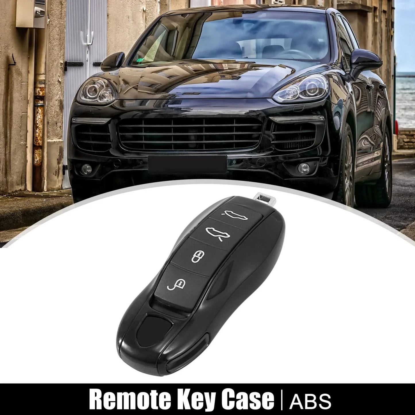 Gloss Black Key Fob Shell Set for Porsche Cayenne Panamera (2003-2023)
