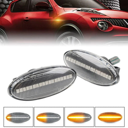 Dynamic Clear LED Side Marker Turn Signal Light for Nissan Qashqai Juke X-Trail
