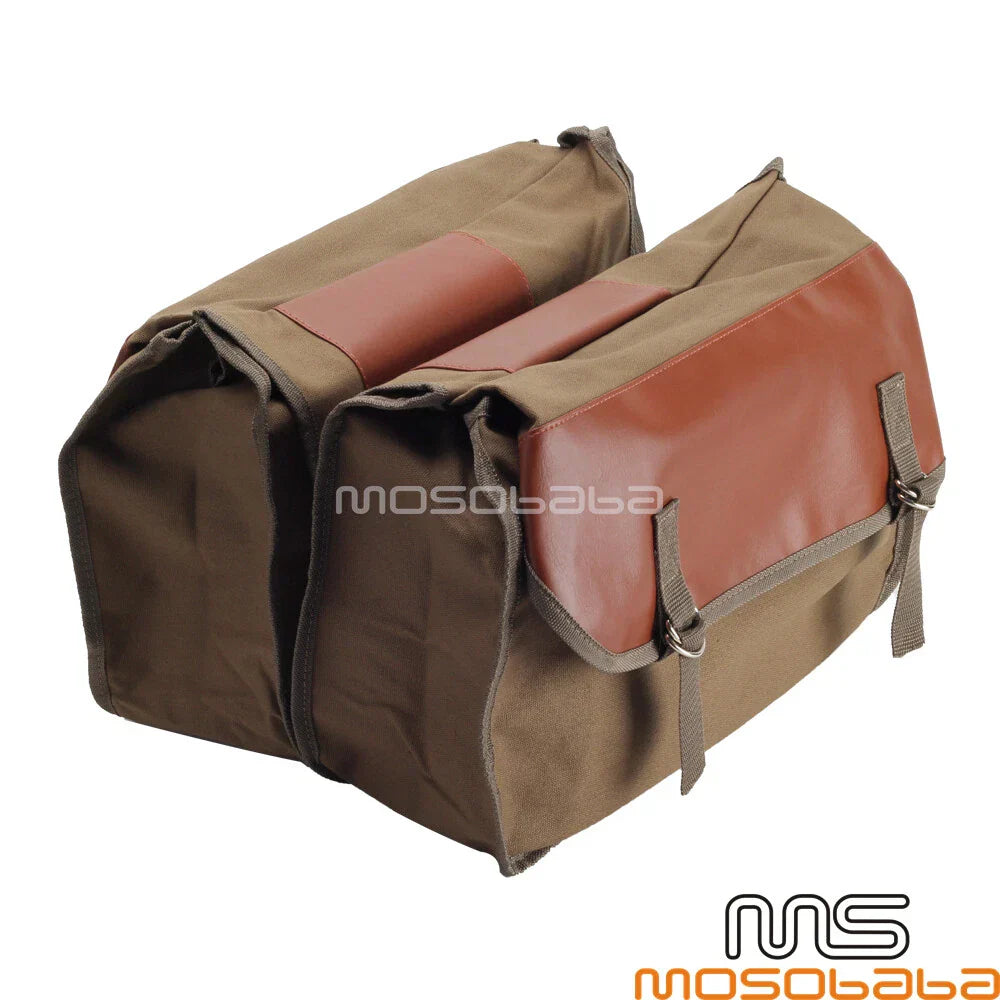 Large Khaki Canvas Saddlebag Luggage Bags for Motorcycle Bicycle Scooter (N/A)