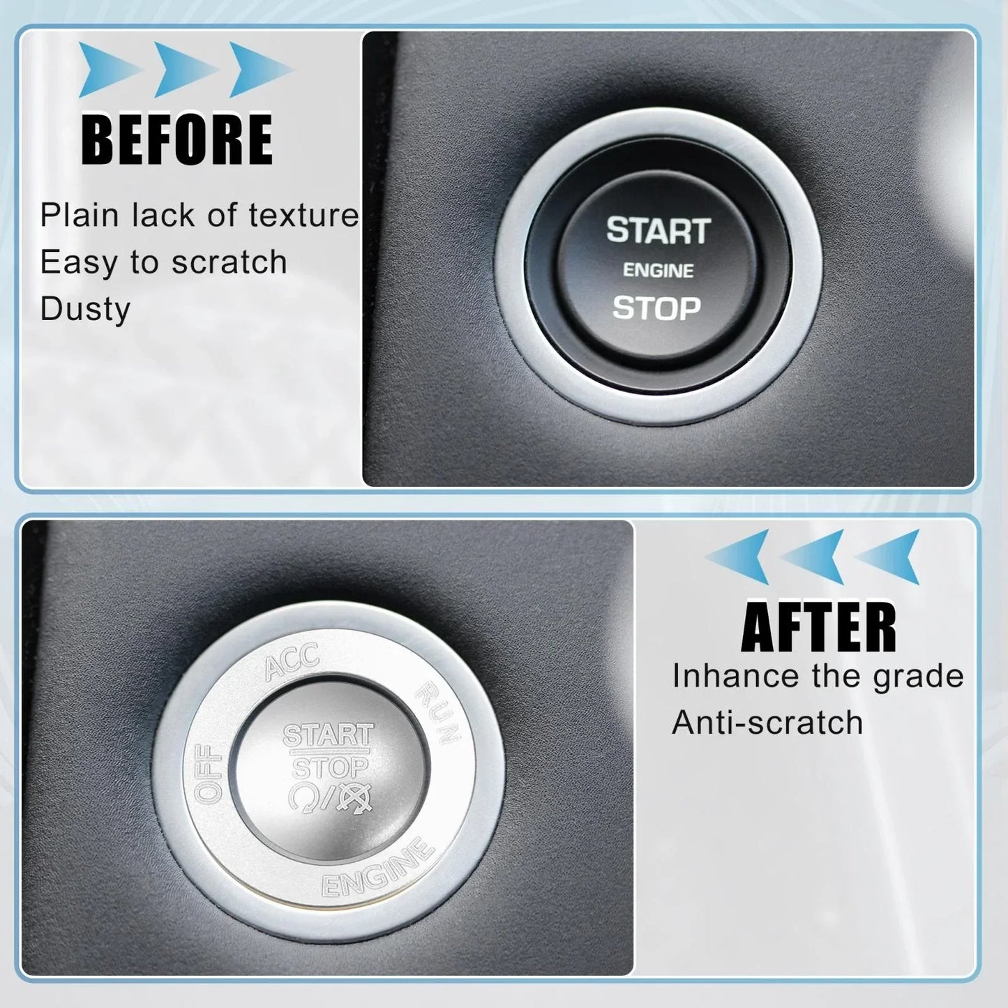 Engine Start Stop Button Cover Kit for Dodge Charger Challenger (2015-2023)