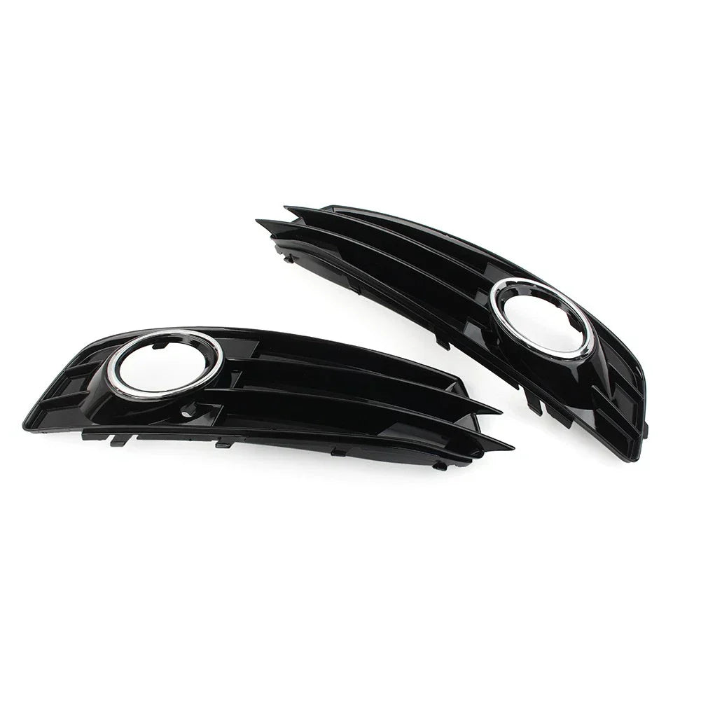 Front Bumper Fog Light Grille Covers with Chrome Ring for Audi A3 (09-12)