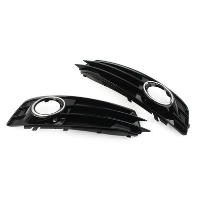 Front Bumper Fog Light Grille Covers with Chrome Ring for Audi A3 (09-12)