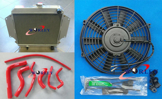 Aluminum Radiator + Red Hose + Fan for Suzuki Sierra SJ413 (1984-1996)