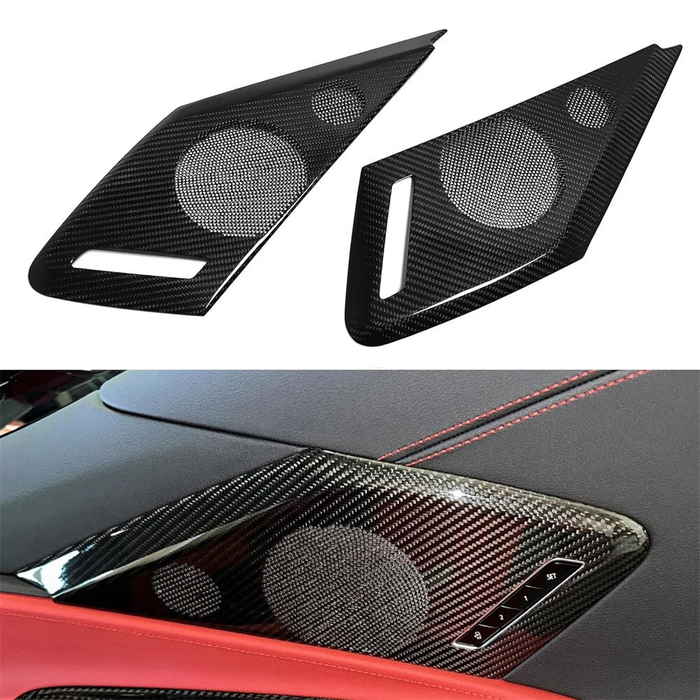 Real Carbon Side Door Speaker Horn Covers for C8 Corvette (2020-2023)
