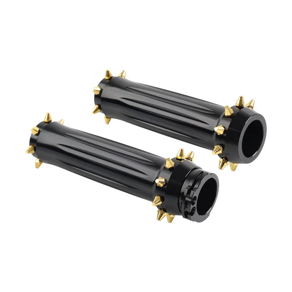 1'' Spikes Hand Grips for Harley Touring Dyna Softail  - Gold/Black