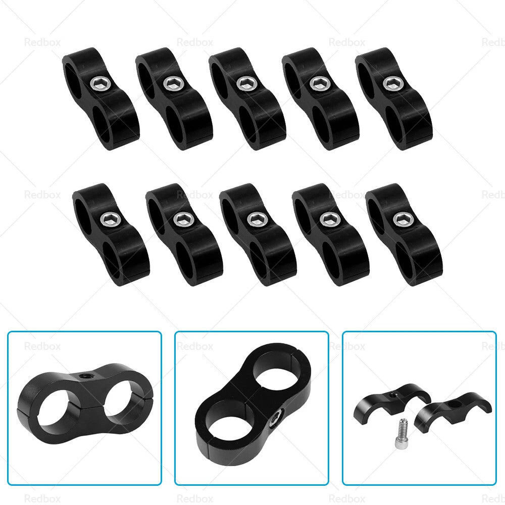 10 x AN8 Nylon Braided Stainless Fuel Oil Line Hose End Separator Clamp