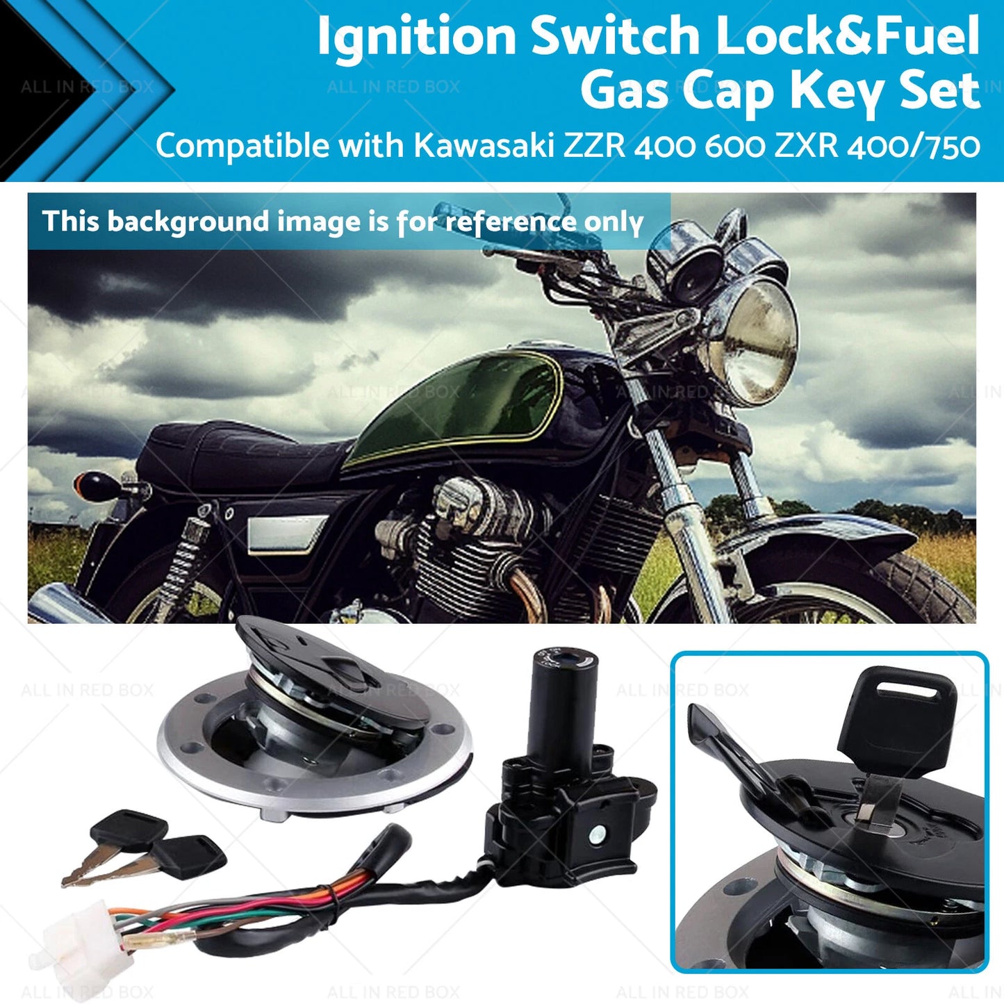 Ignition Switch Lock & Fuel Gas Cap Key Set for Kawasaki ZZR 400 600 ZXR 400/750