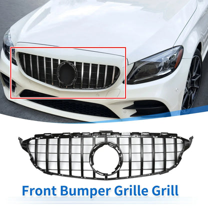 Front Upper Bumper Grille for Mercedes C180 AMG Body Styling Black