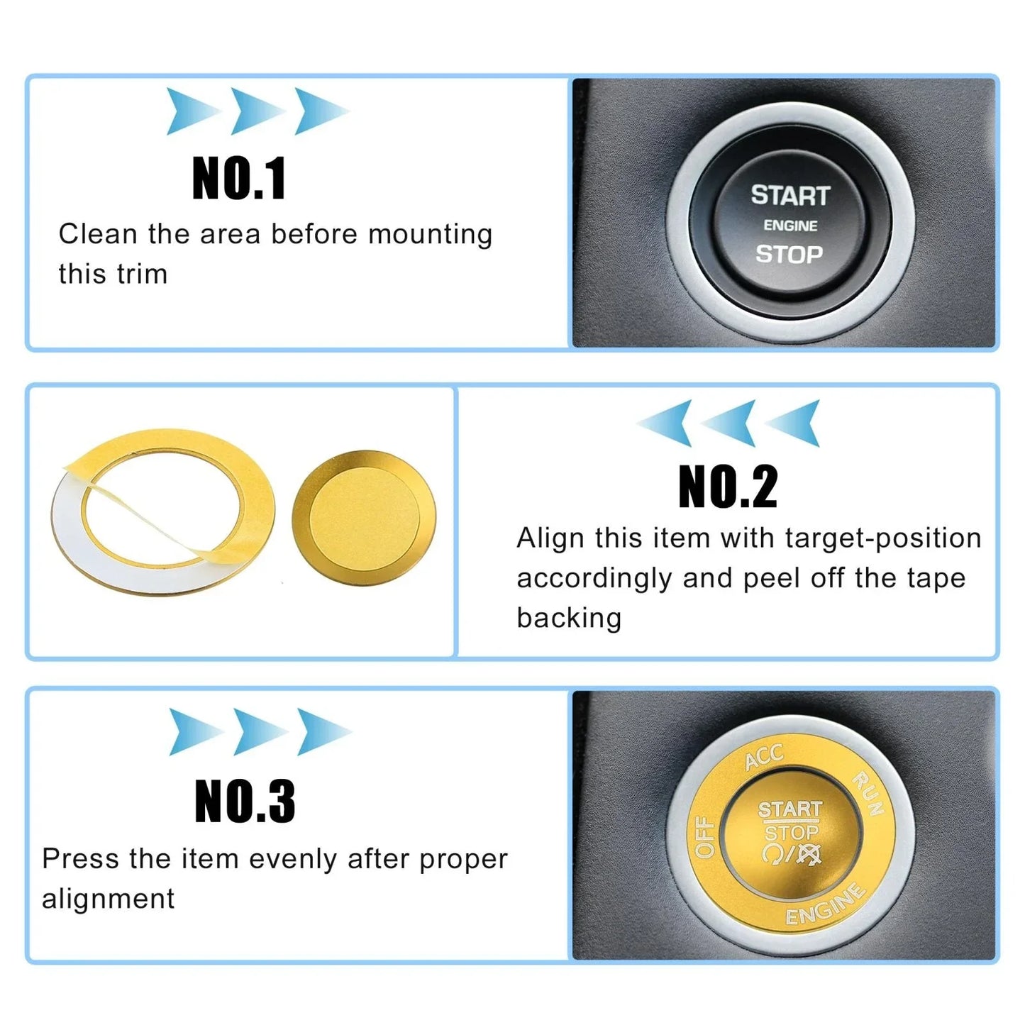 Engine Start Stop Button Cover Trim Kit for Dodge Charger Challenger (2015-2023)